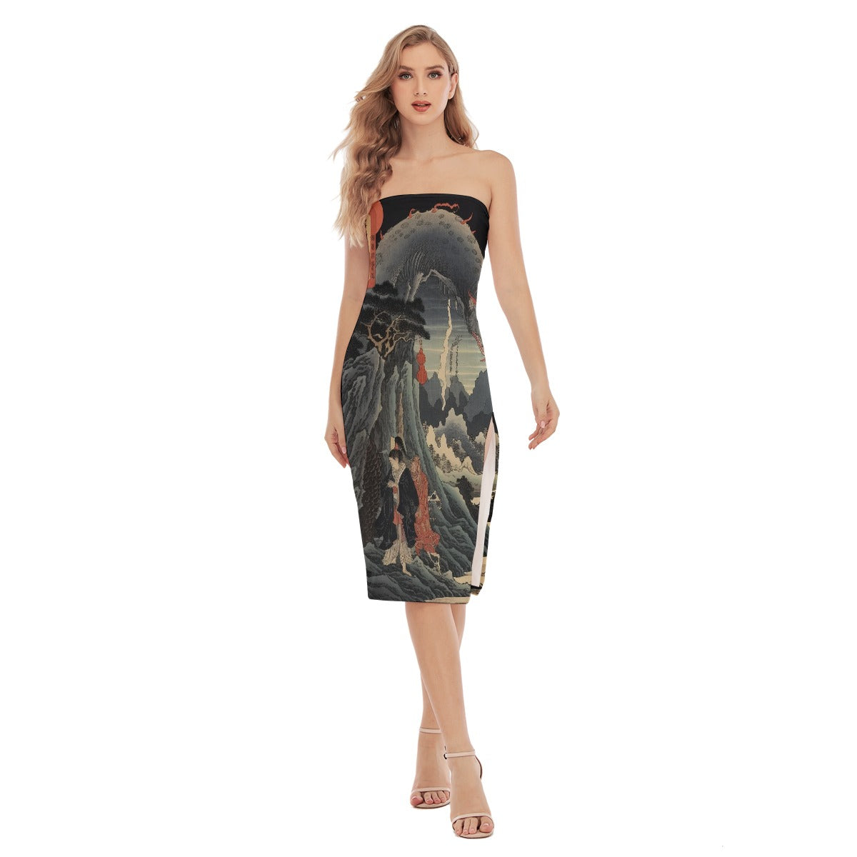 All-Over Print Women's Side Split Tube Top Dress