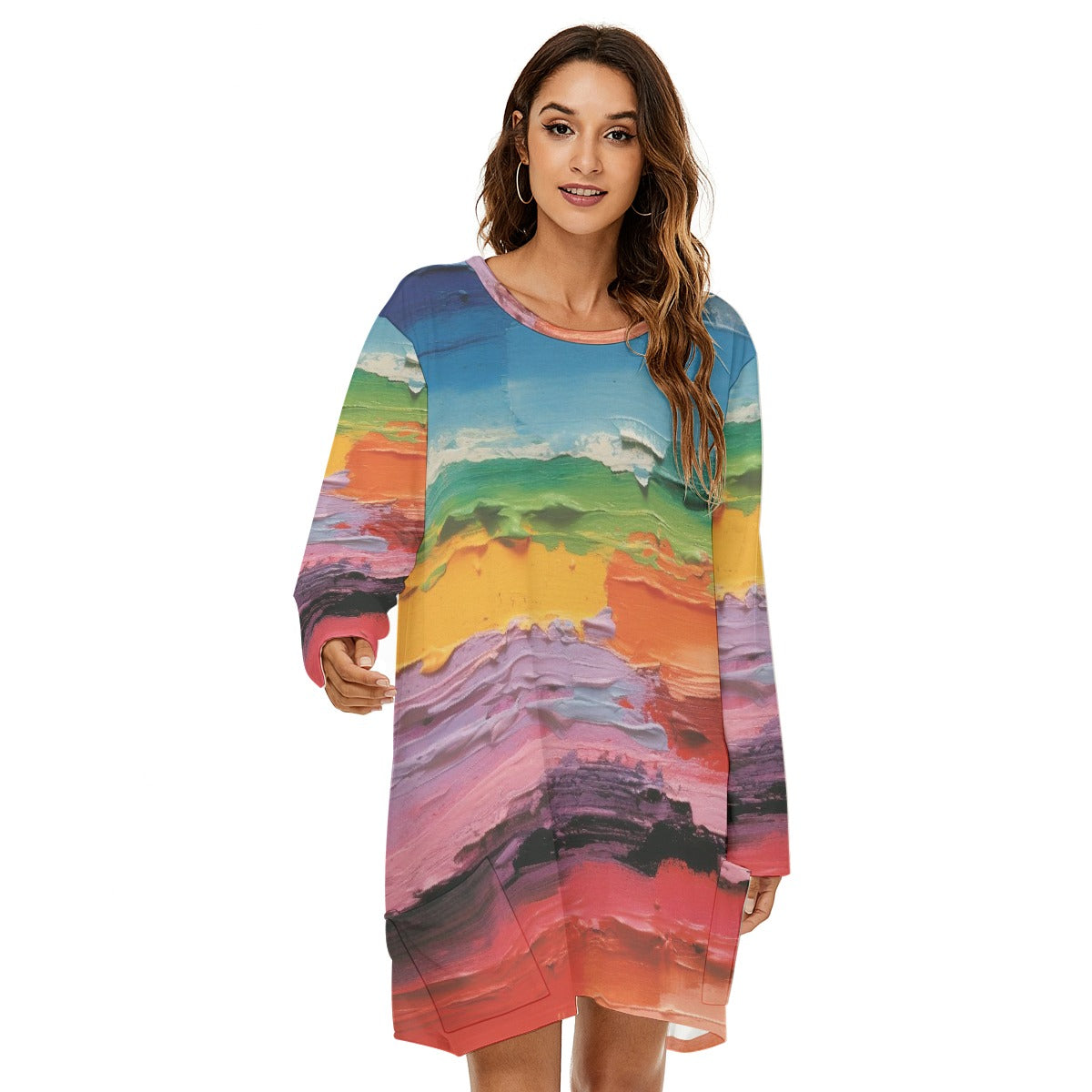 All-Over Print  Women's Loose Crew Neck Dress