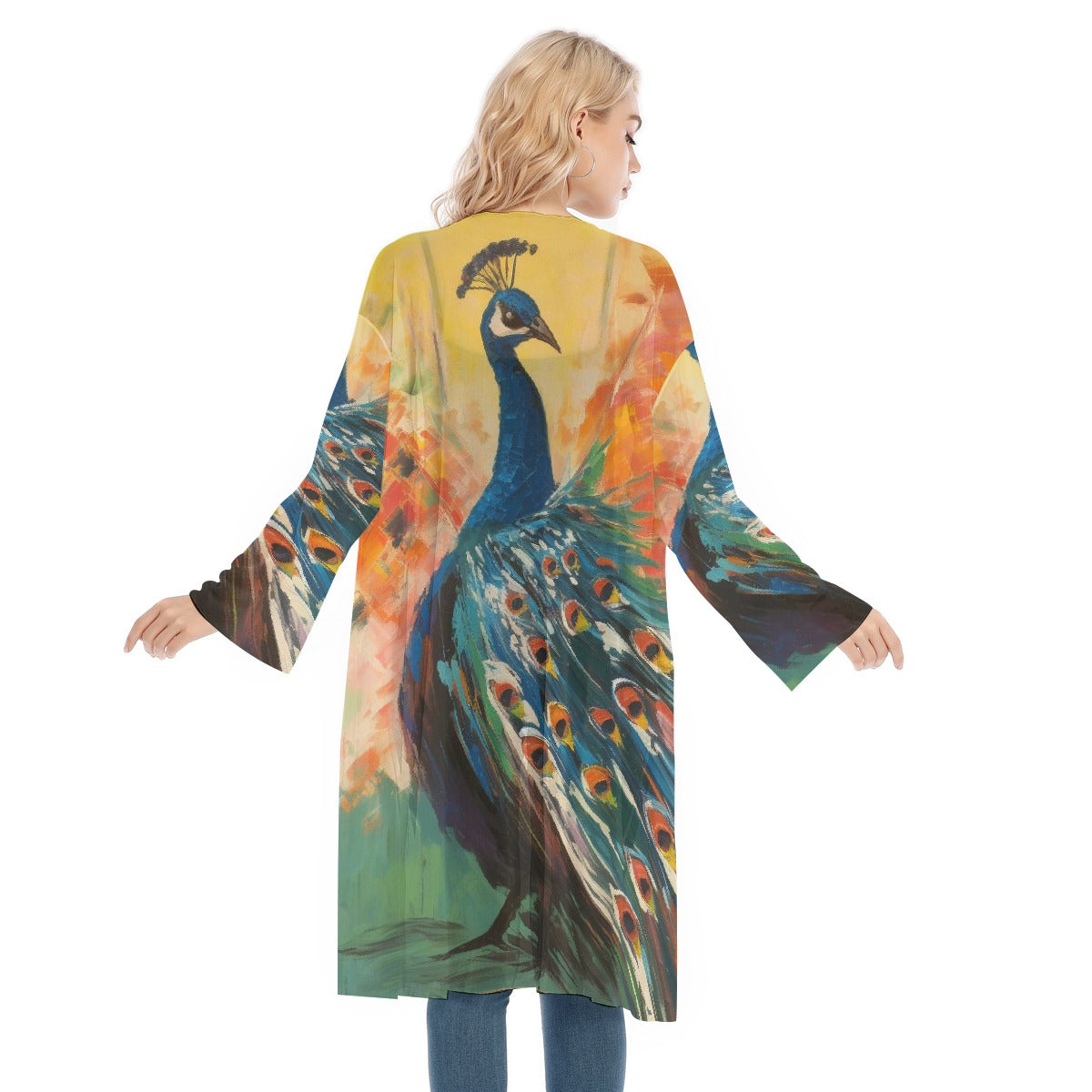 All- Over Print Women's Long Sleeve Mesh Cardigan