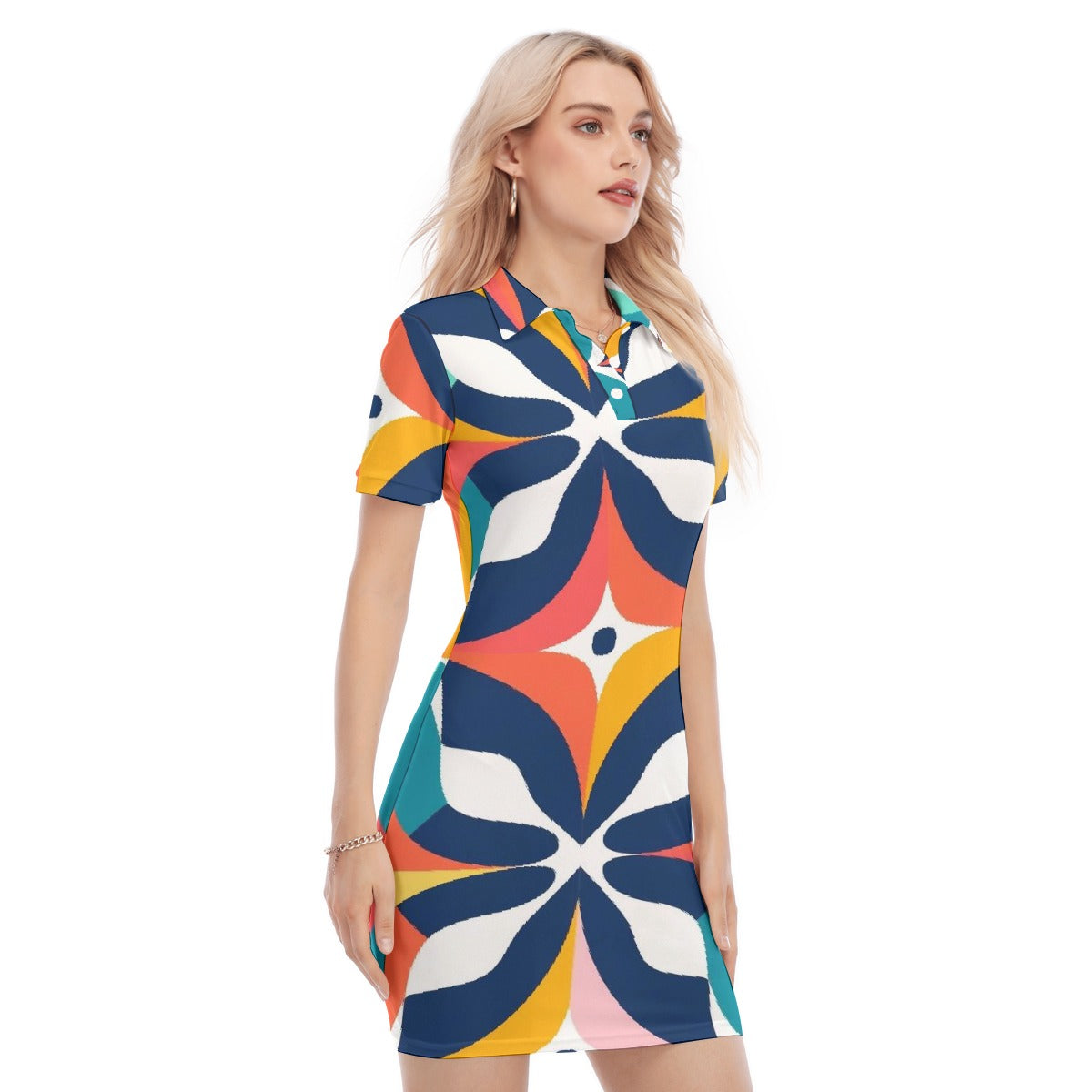 All-Over Print Women's Polo Collar Dress