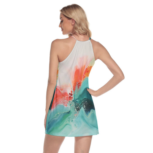 All-Over Print Women's Round Neck Above Knee Dress