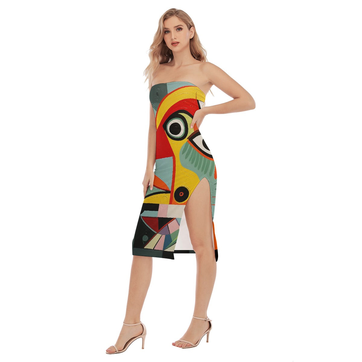 All-Over Print Women's Side Split Tube Top Dress