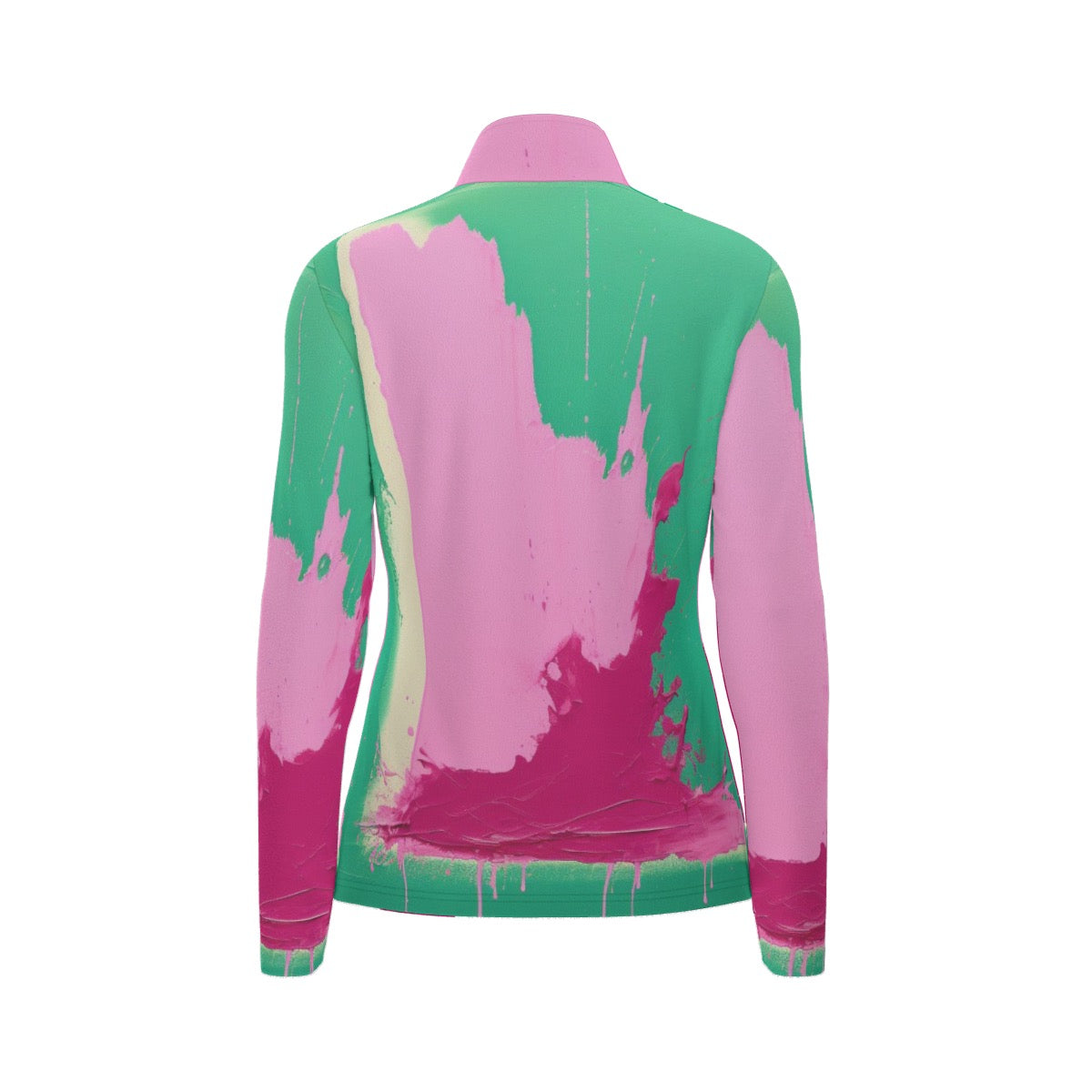 All-Over Print Women's Sports Collar Jersey With Long Sleeve