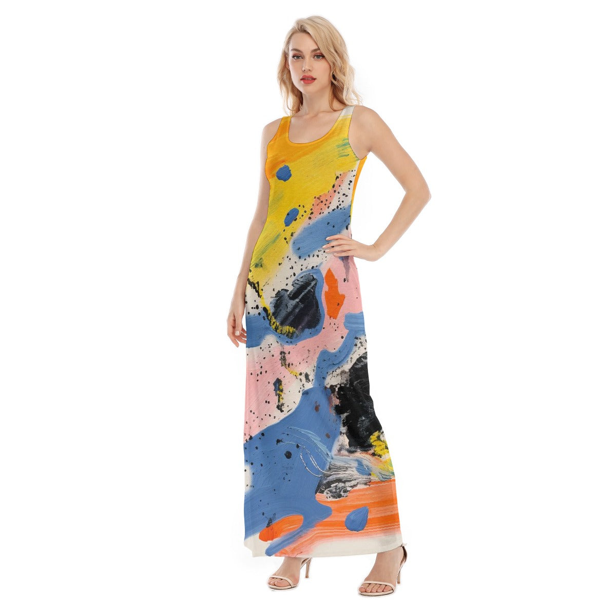 All-Over Print Women's Vest Dress | Length To Ankle