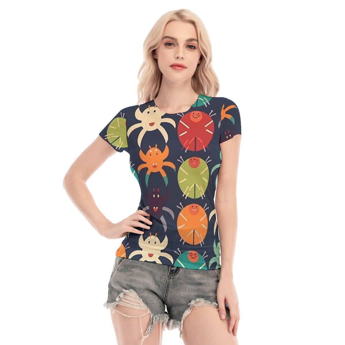 All-Over Print Women's Short Sleeve Mesh Blouse