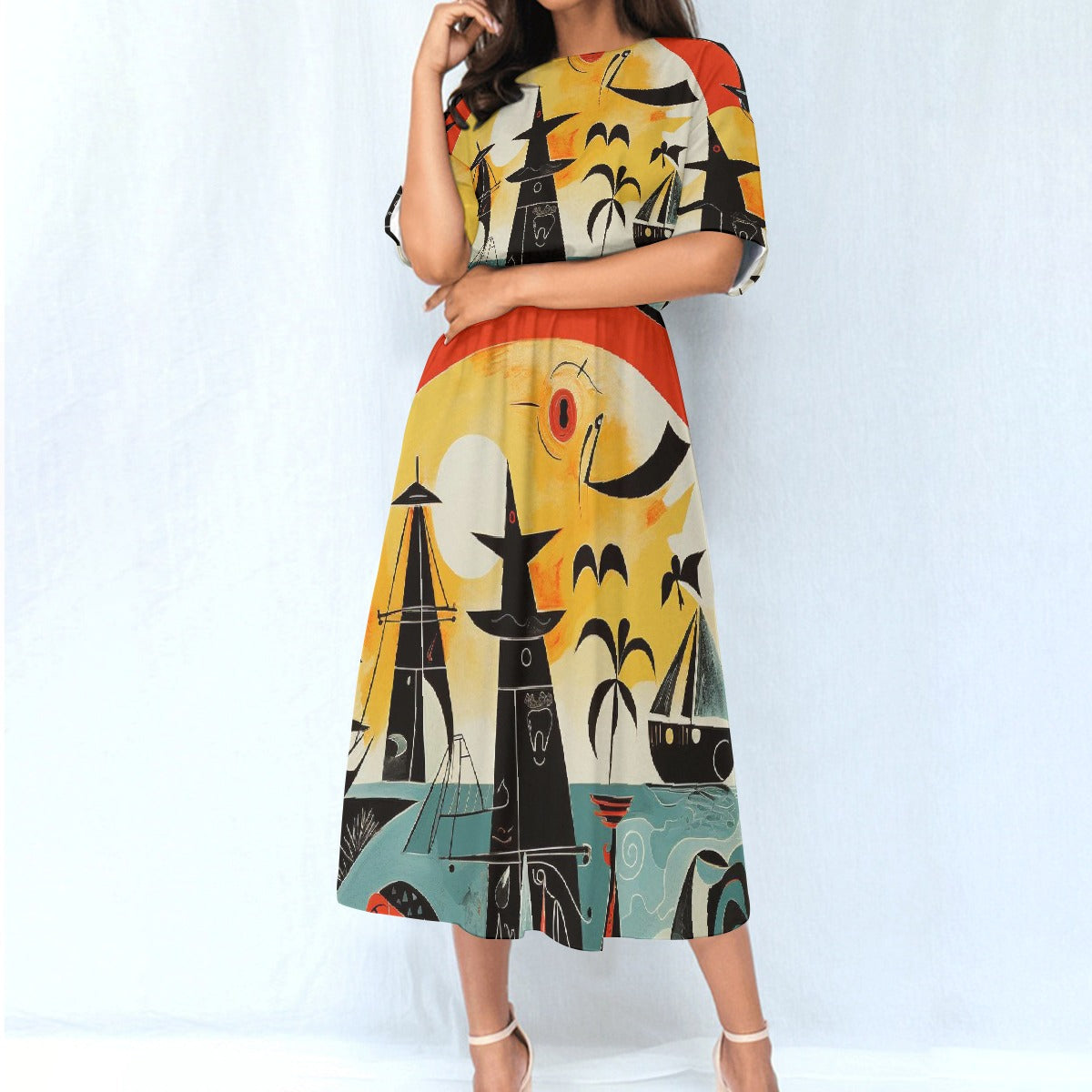 All-Over Print Women's Elastic Waist Dress