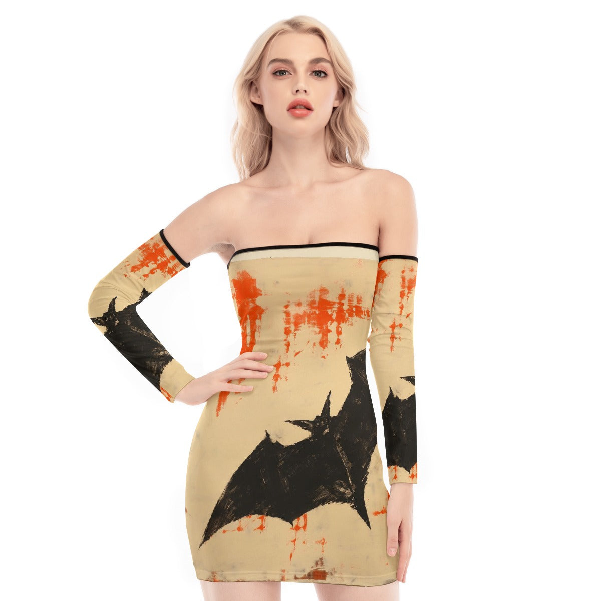 All-Over Print Women's Off-shoulder Back Lace-up Dress