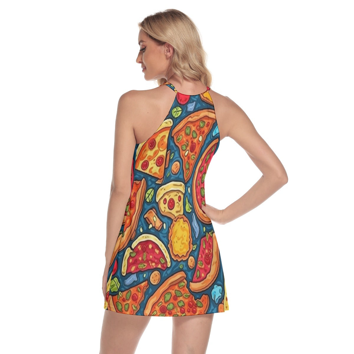 All-Over Print Women's Round Neck Above Knee Dress