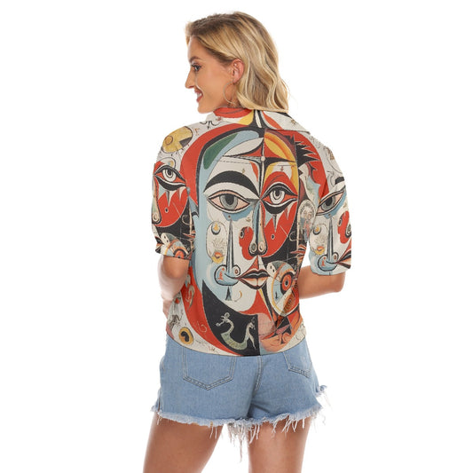 All-Over Print Women's V-neck Shirts