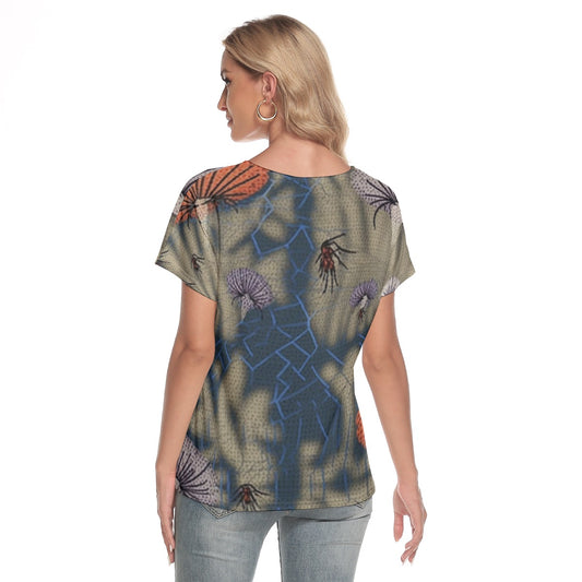 All-Over Print Women's Loose V-neck Short Sleeve T-shirt