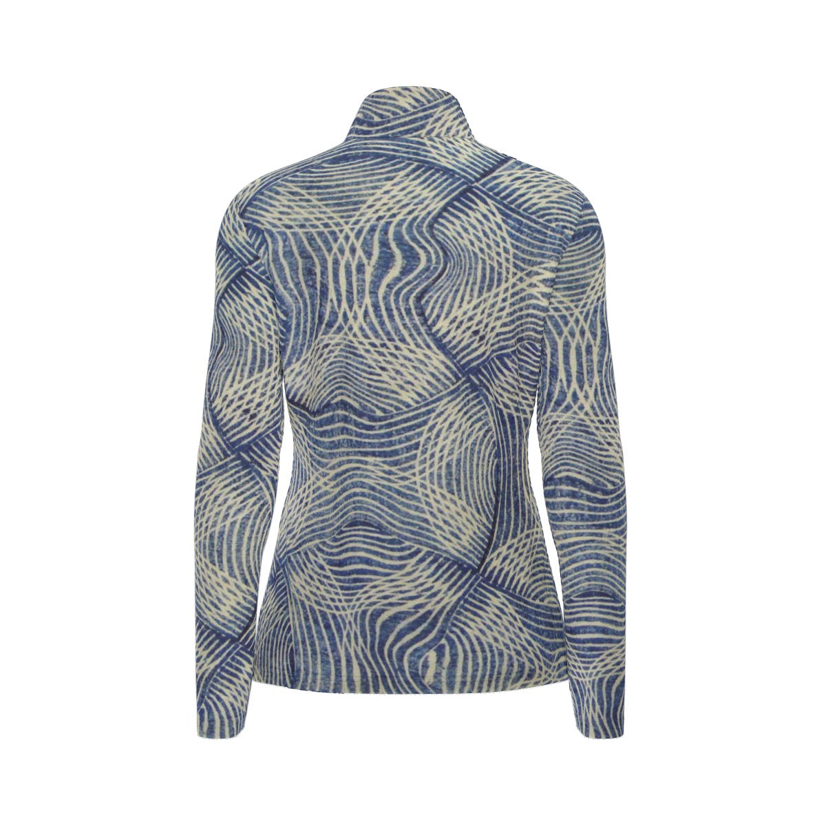 All-Over Print Women's Sports Collar Jersey With Long Sleeve