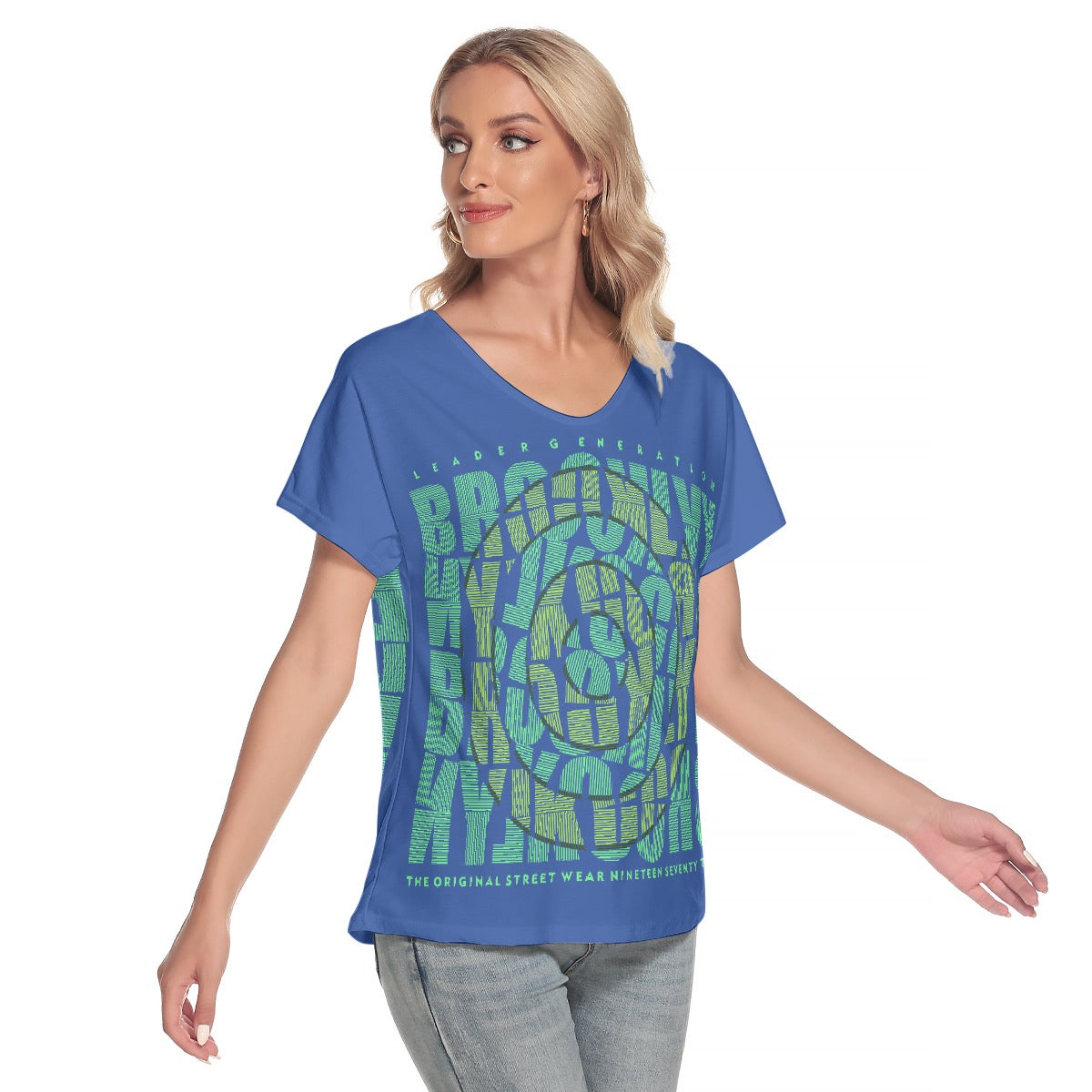 All-Over Print Women's Loose V-neck Short Sleeve T-shirt