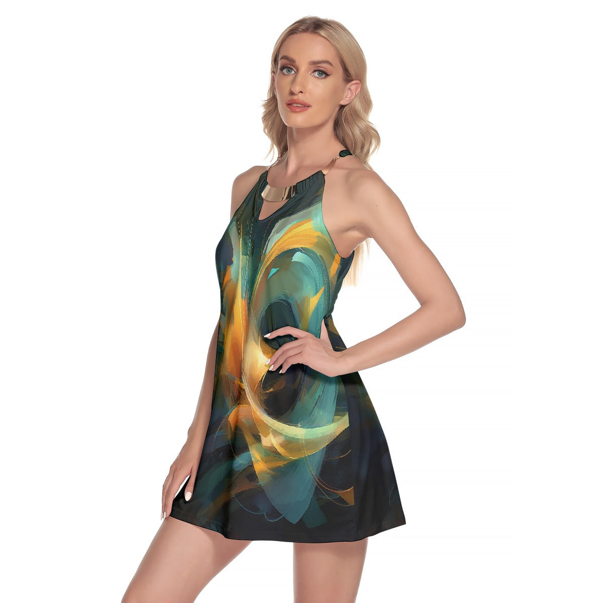 All-Over Print Women's Round Neck Above Knee Dress