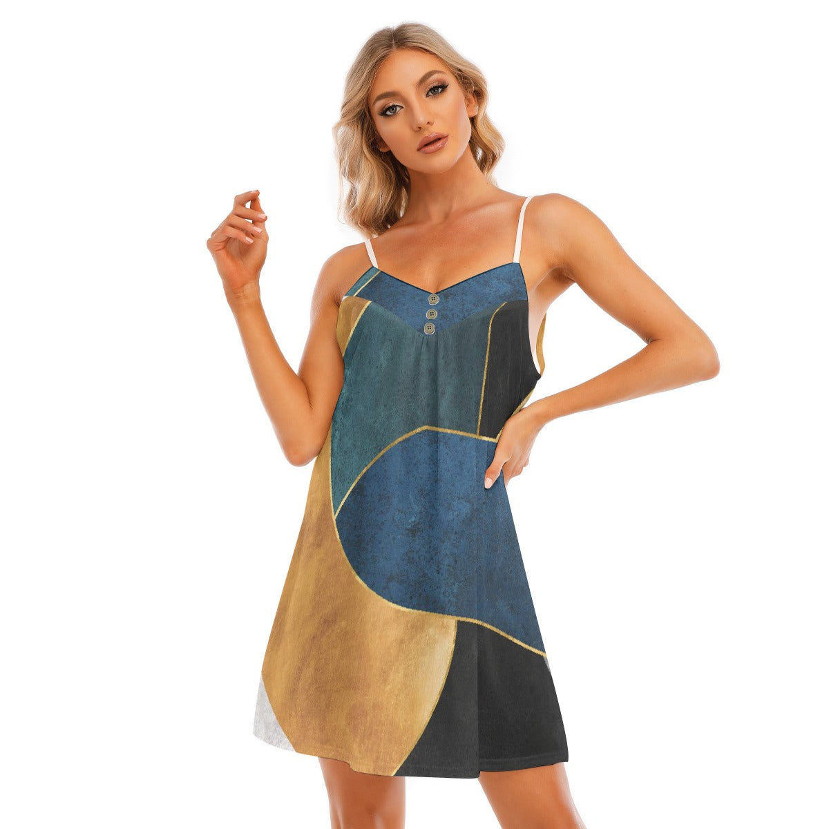 All-Over Print Women's V-neck Cami Dress