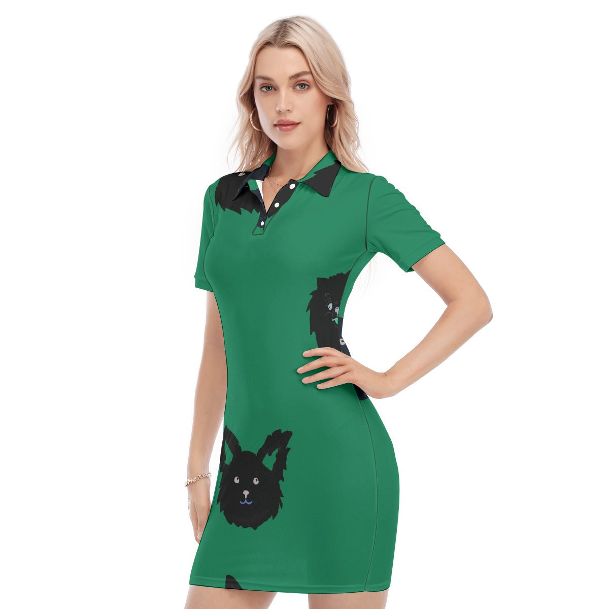 All-Over Print Women's Polo Collar Dress