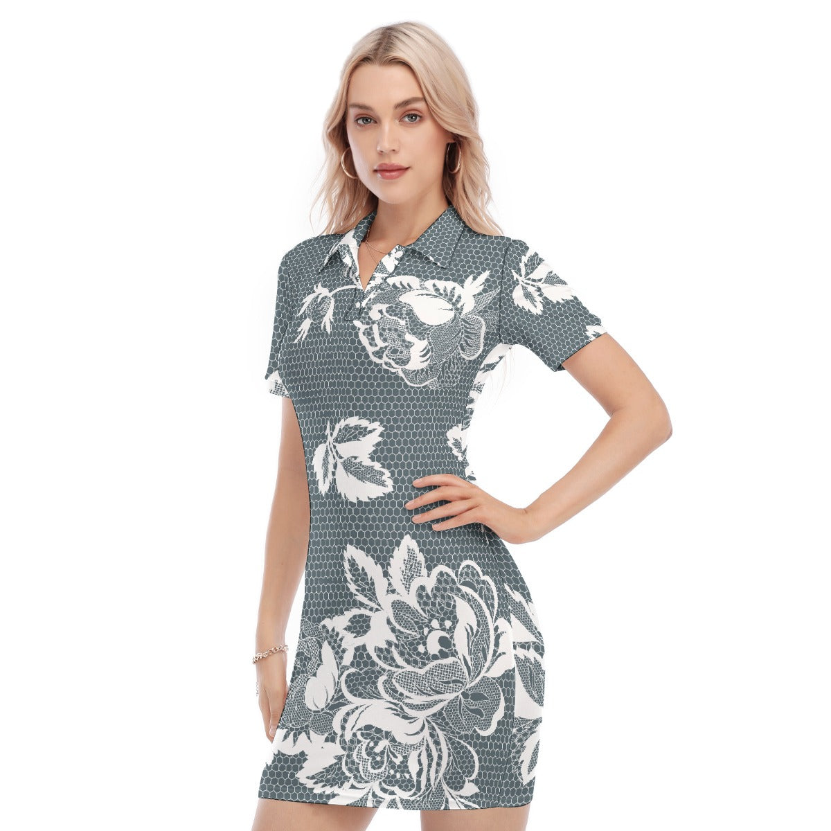 All-Over Print Women's Polo Collar Dress