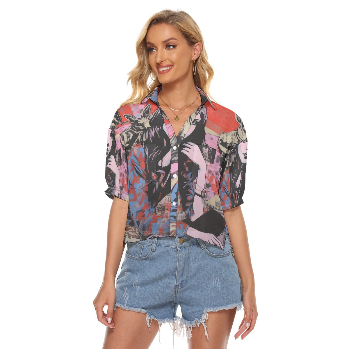 All-Over Print Women's V-neck Shirts