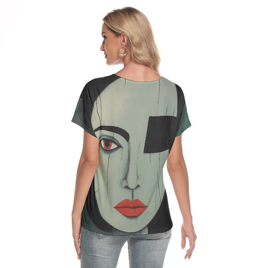 All-Over Print Women's Loose V-neck Short Sleeve T-shirt