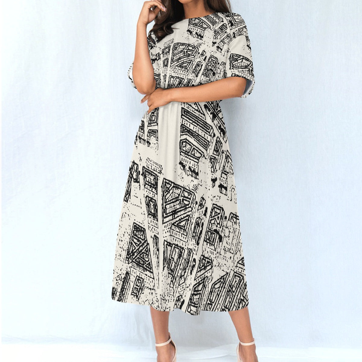 All-Over Print Women's Elastic Waist Dress