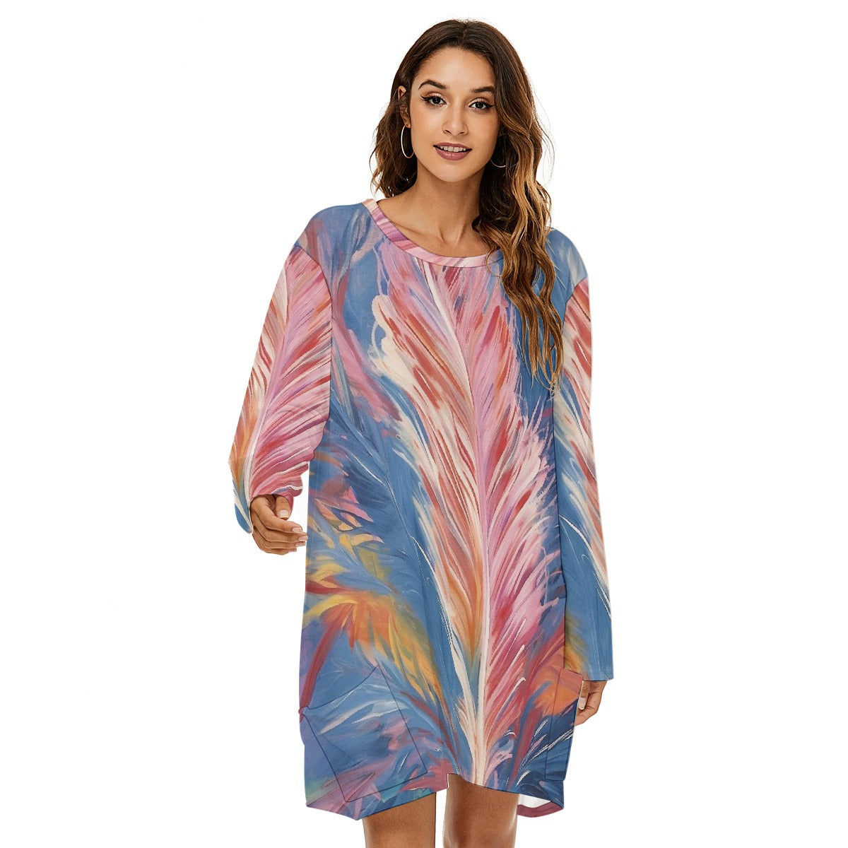 All-Over Print  Women's Loose Crew Neck Dress