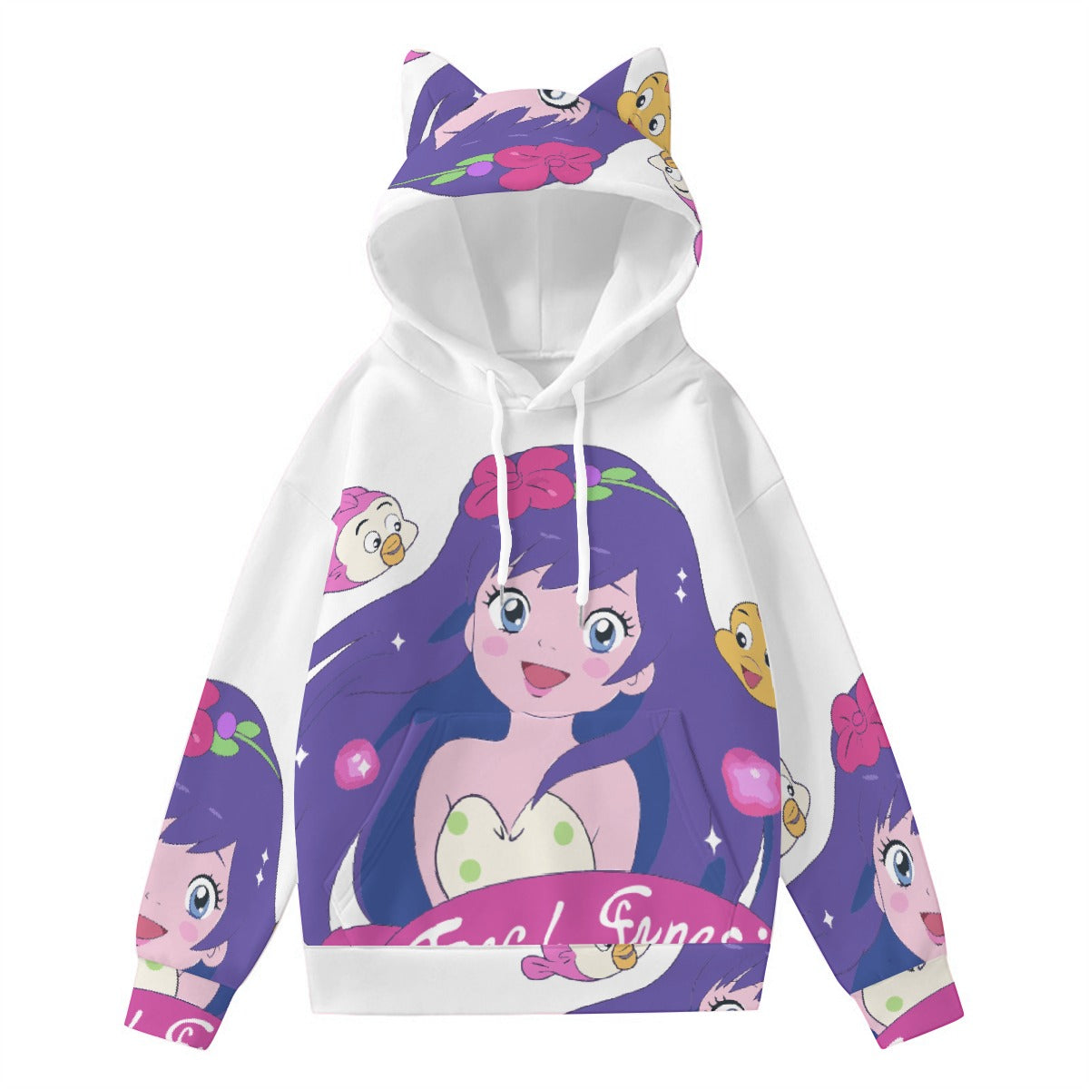 All-Over Print Women’s Hoodie With Decorative Ears