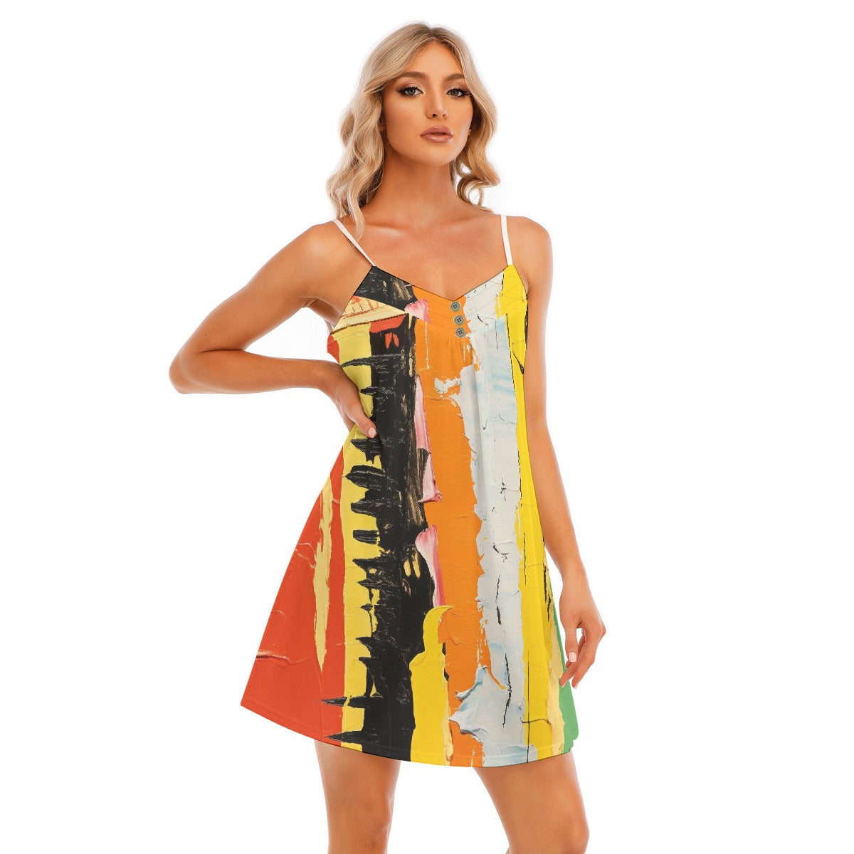 All-Over Print Women's V-neck Cami Dress