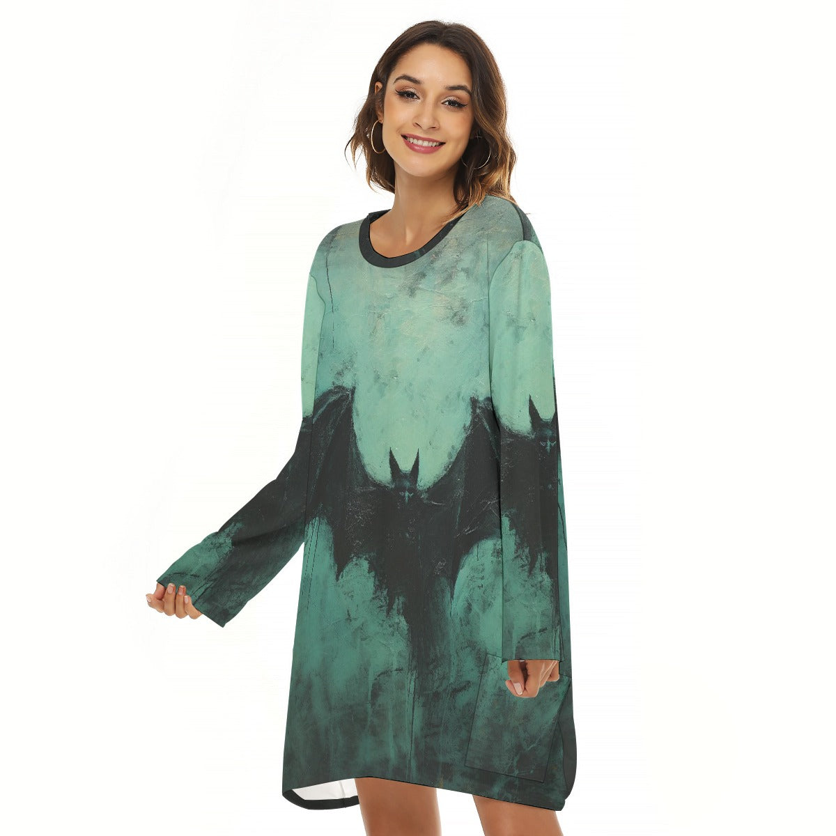 All-Over Print  Women's Loose Crew Neck Dress