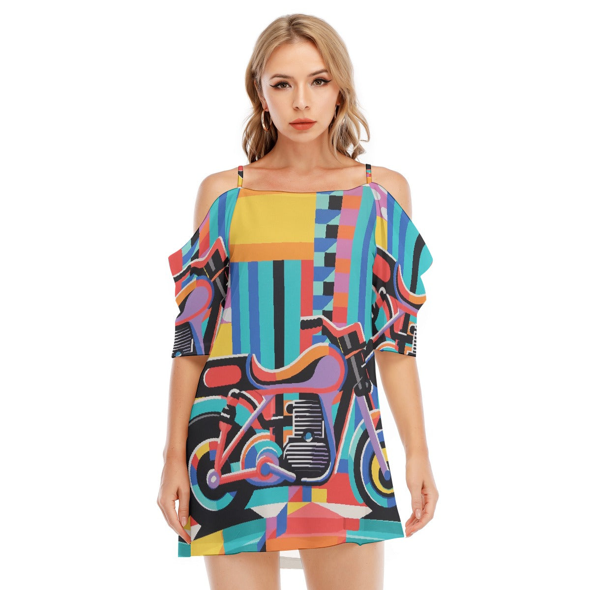 All-Over Print Women's Off-shoulder Cami Dress