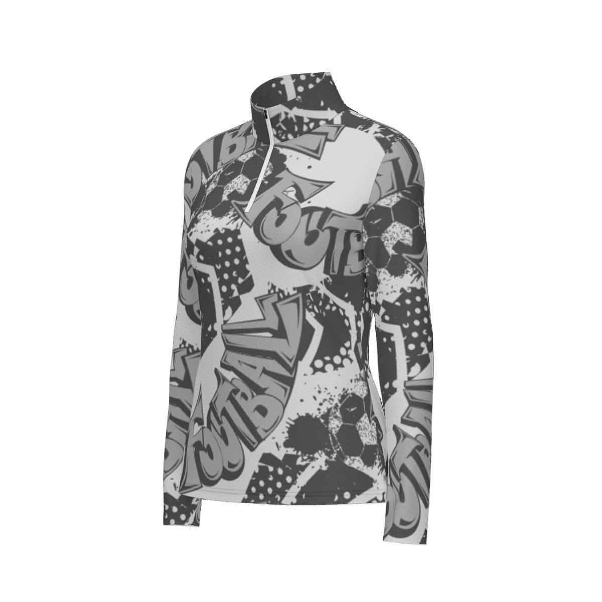 All-Over Print Women's Sports Collar Jersey With Long Sleeve