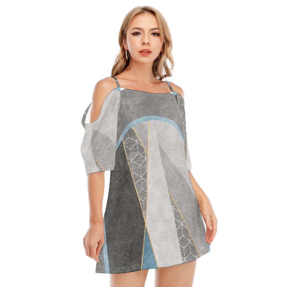 All-Over Print Women's Off-shoulder Cami Dress