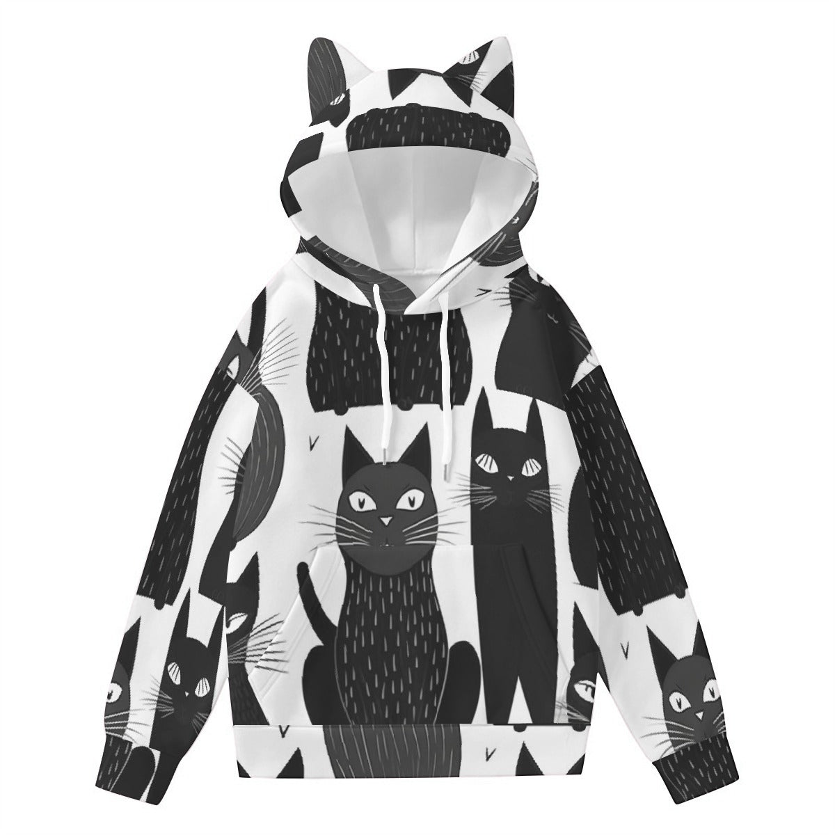 All-Over Print Women’s Hoodie With Decorative Ears