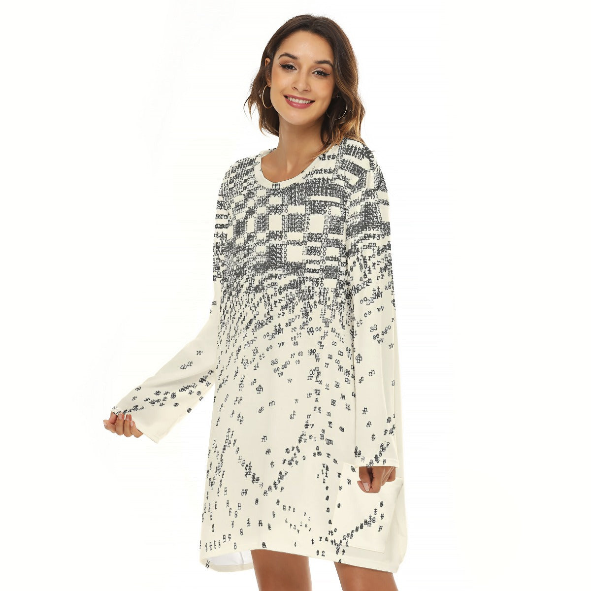 All-Over Print  Women's Loose Crew Neck Dress