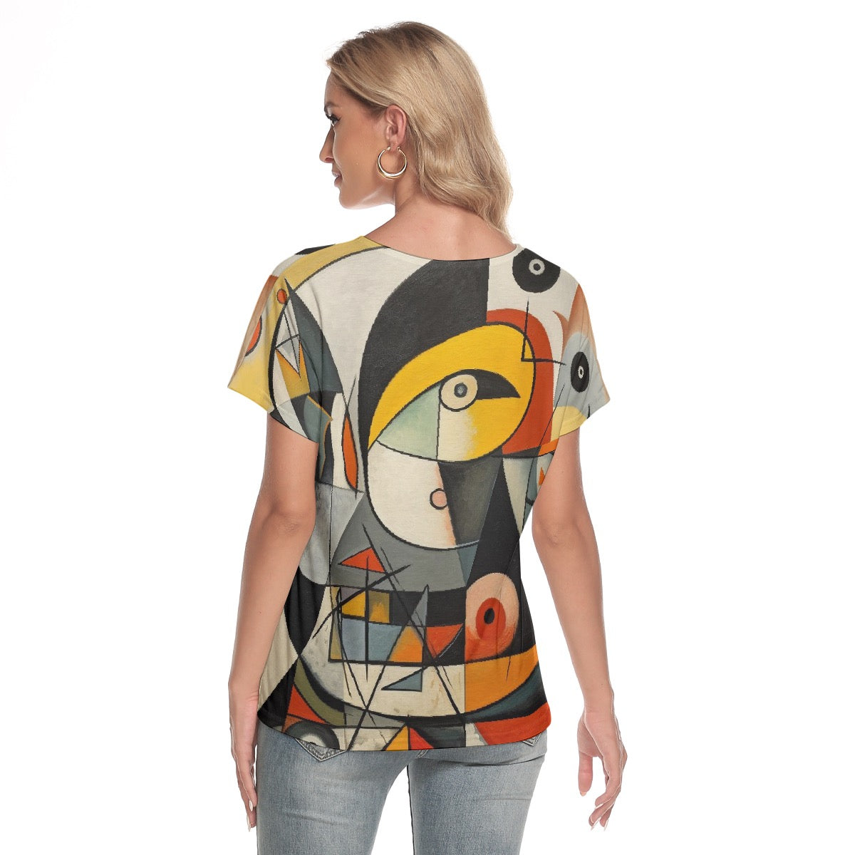 All-Over Print Women's Loose V-neck Short Sleeve T-shirt