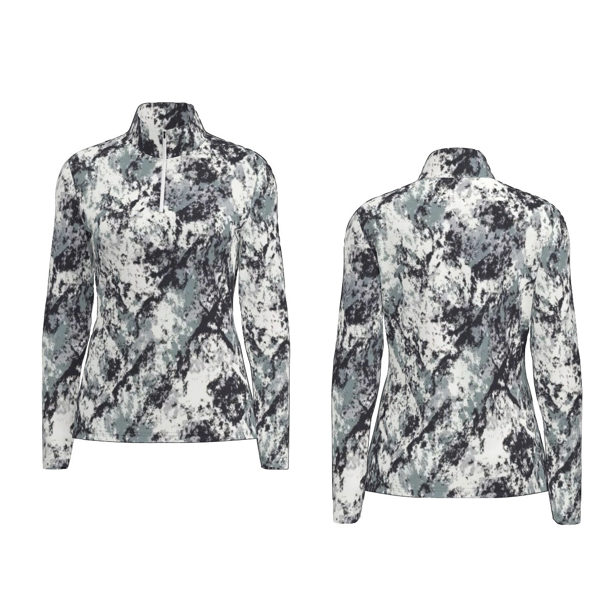 All-Over Print Women's Sports Collar Jersey With Long Sleeve