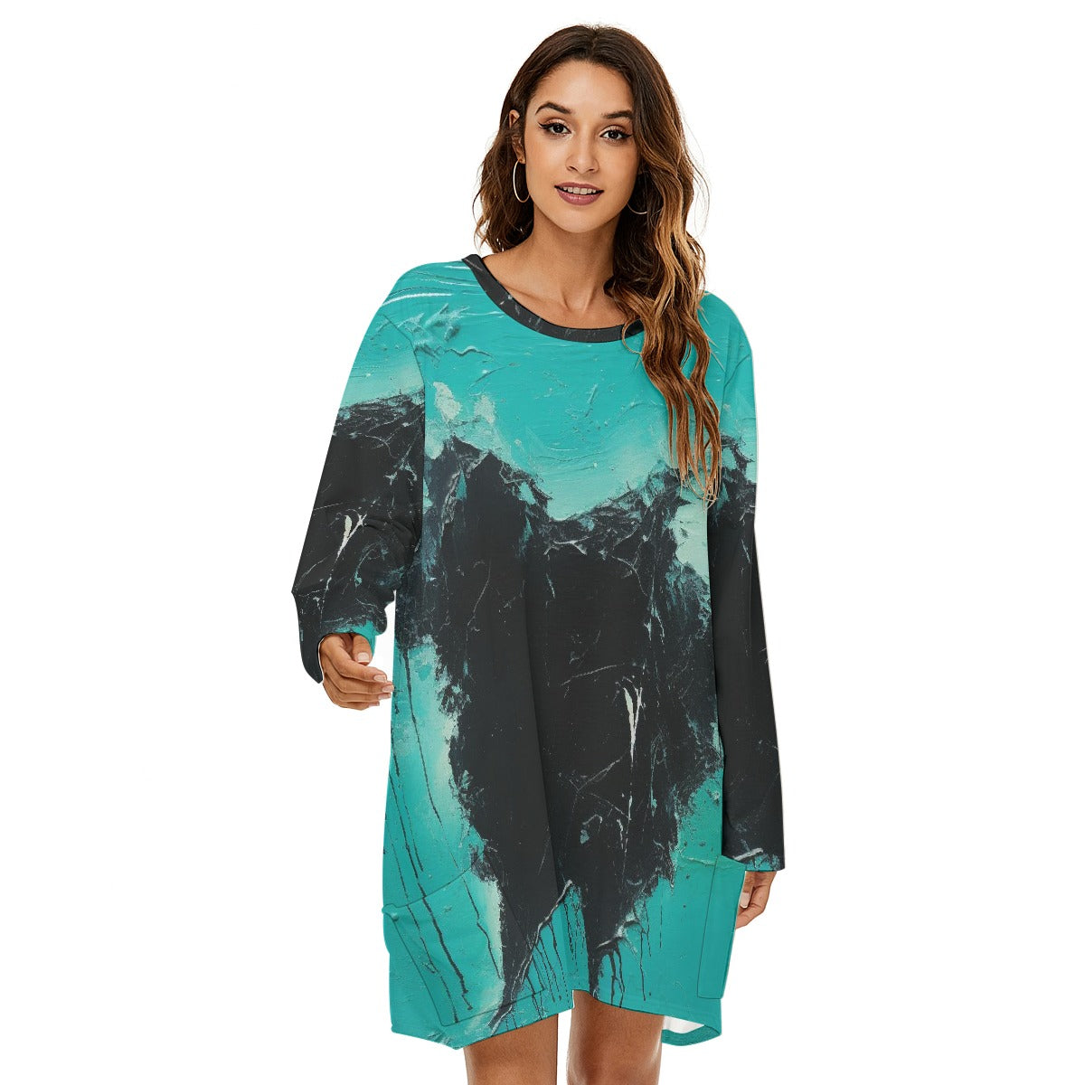 All-Over Print  Women's Loose Crew Neck Dress