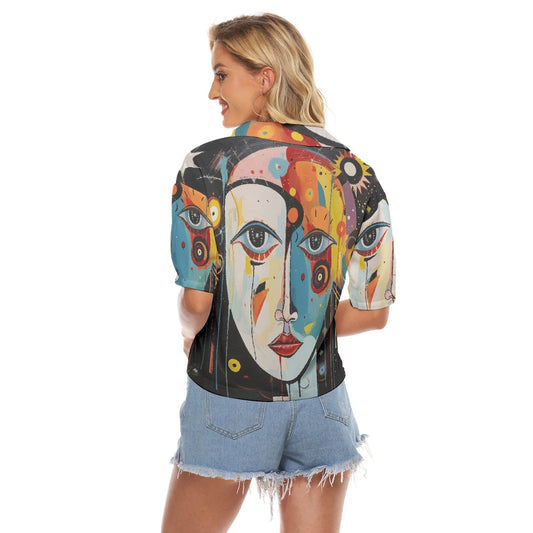 All-Over Print Women's V-neck Shirts