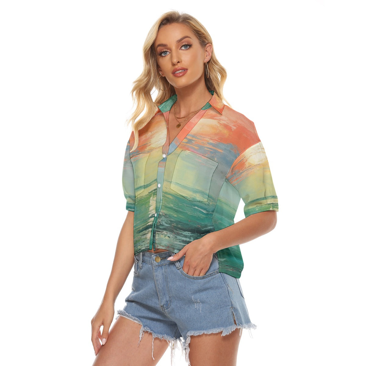 All-Over Print Women's V-neck Shirts