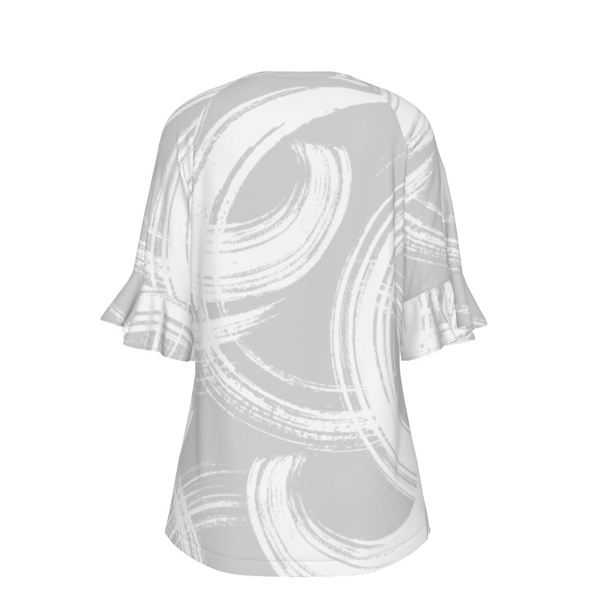 All-Over Print V-neck Women's T-shirt With Bell Sleeve