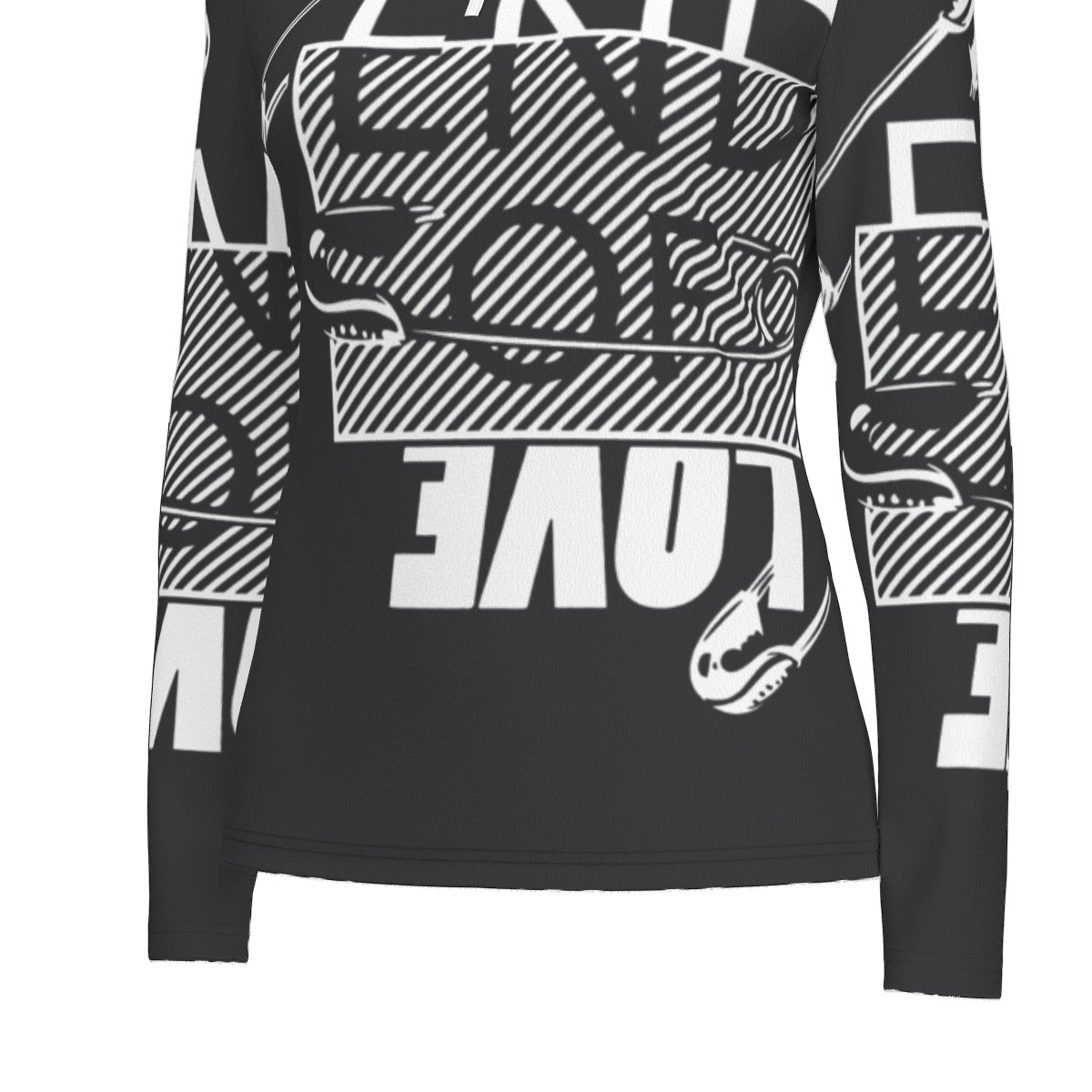 All-Over Print Women's Sports Collar Jersey With Long Sleeve