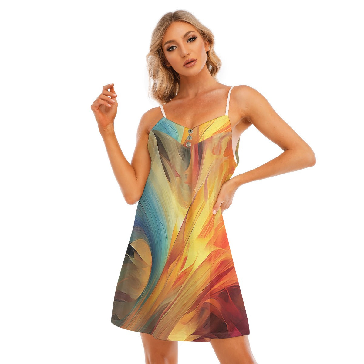 All-Over Print Women's V-neck Cami Dress