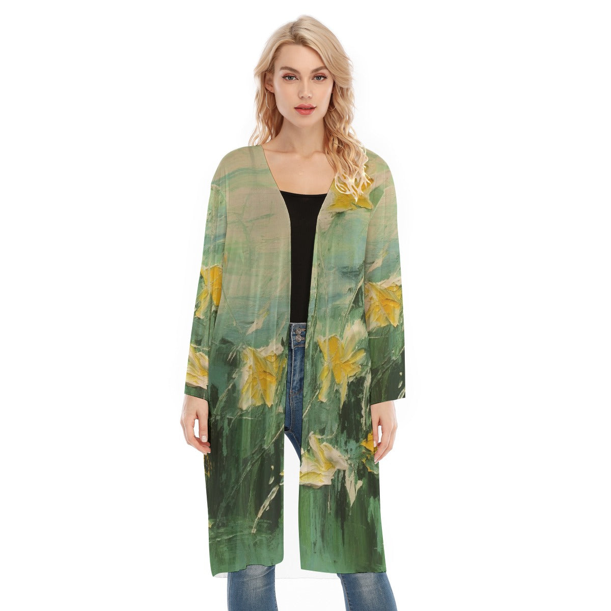 All- Over Print Women's Long Sleeve Mesh Cardigan