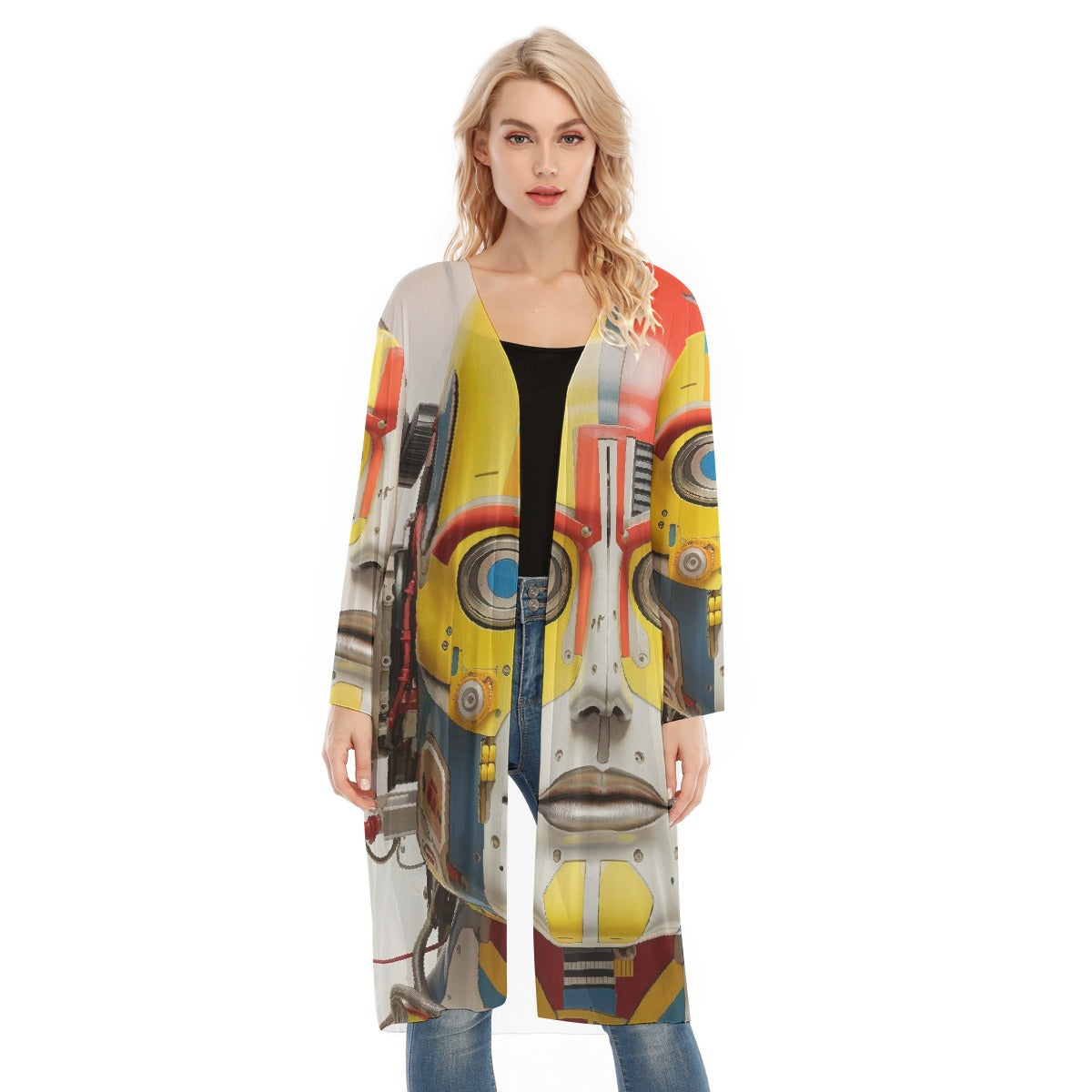 All- Over Print Women's Long Sleeve Mesh Cardigan