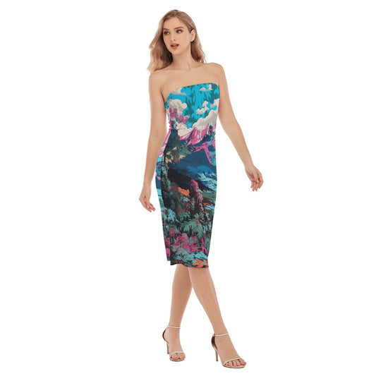 All-Over Print Women's Side Split Tube Top Dress