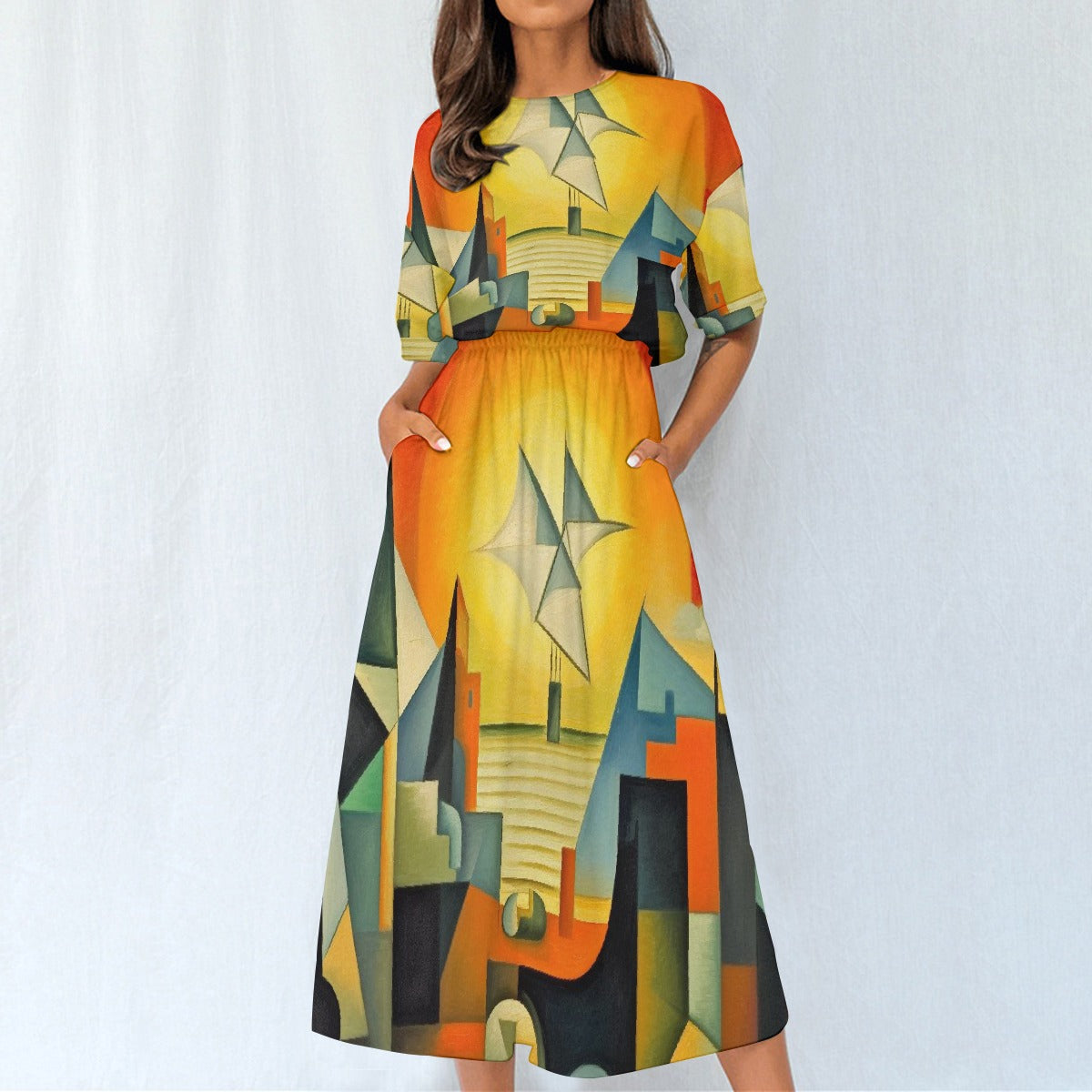 All-Over Print Women's Elastic Waist Dress