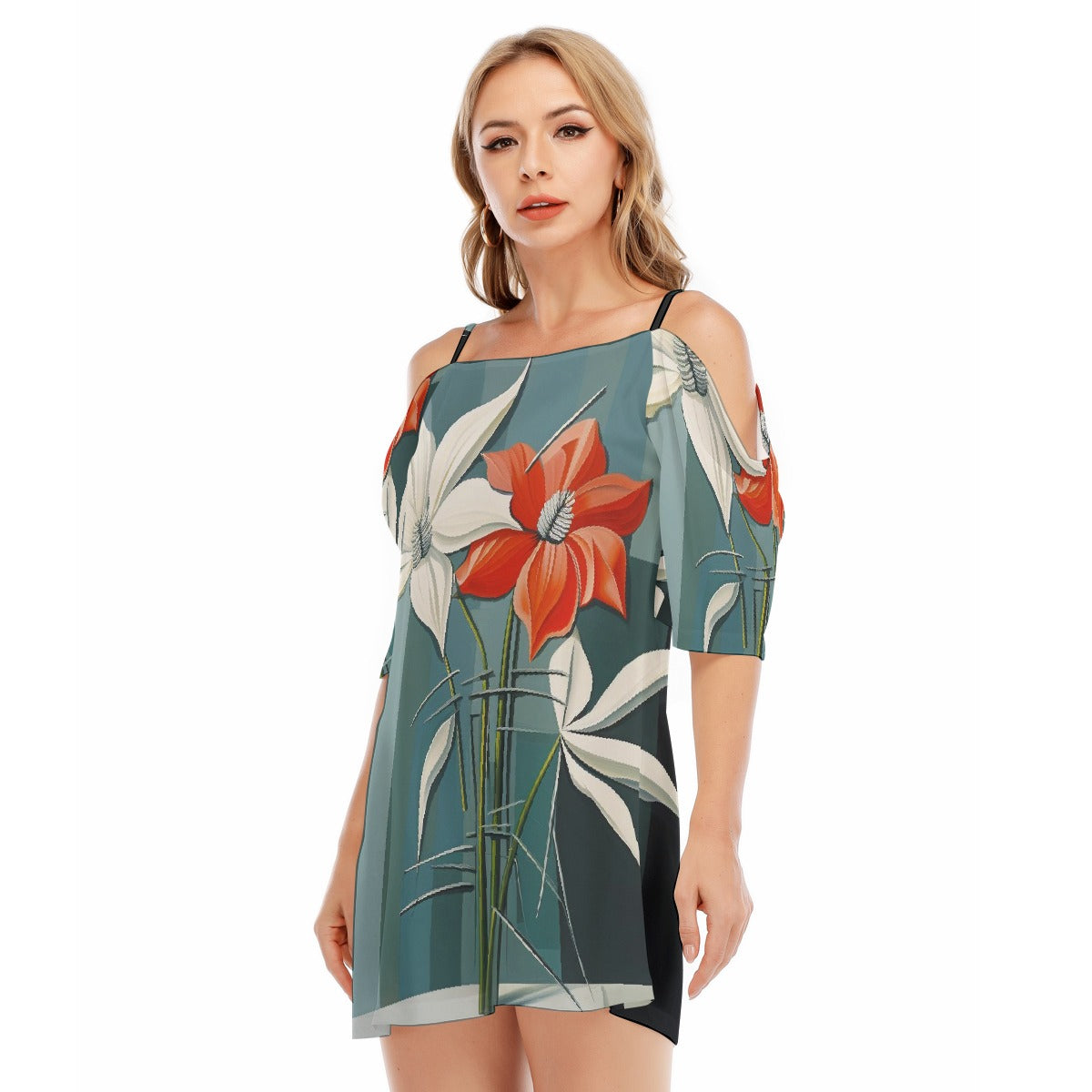 All-Over Print Women's Off-shoulder Cami Dress