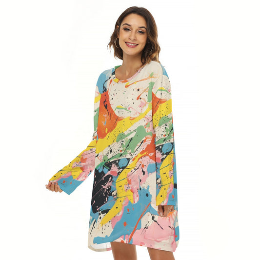 All-Over Print  Women's Loose Crew Neck Dress