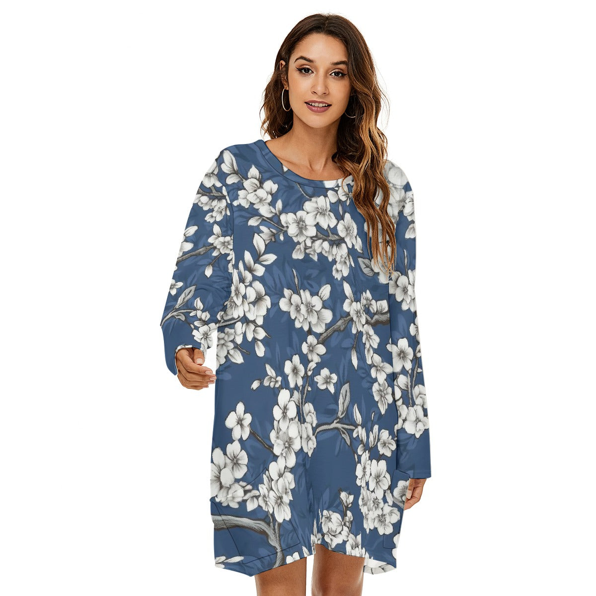 All-Over Print  Women's Loose Crew Neck Dress