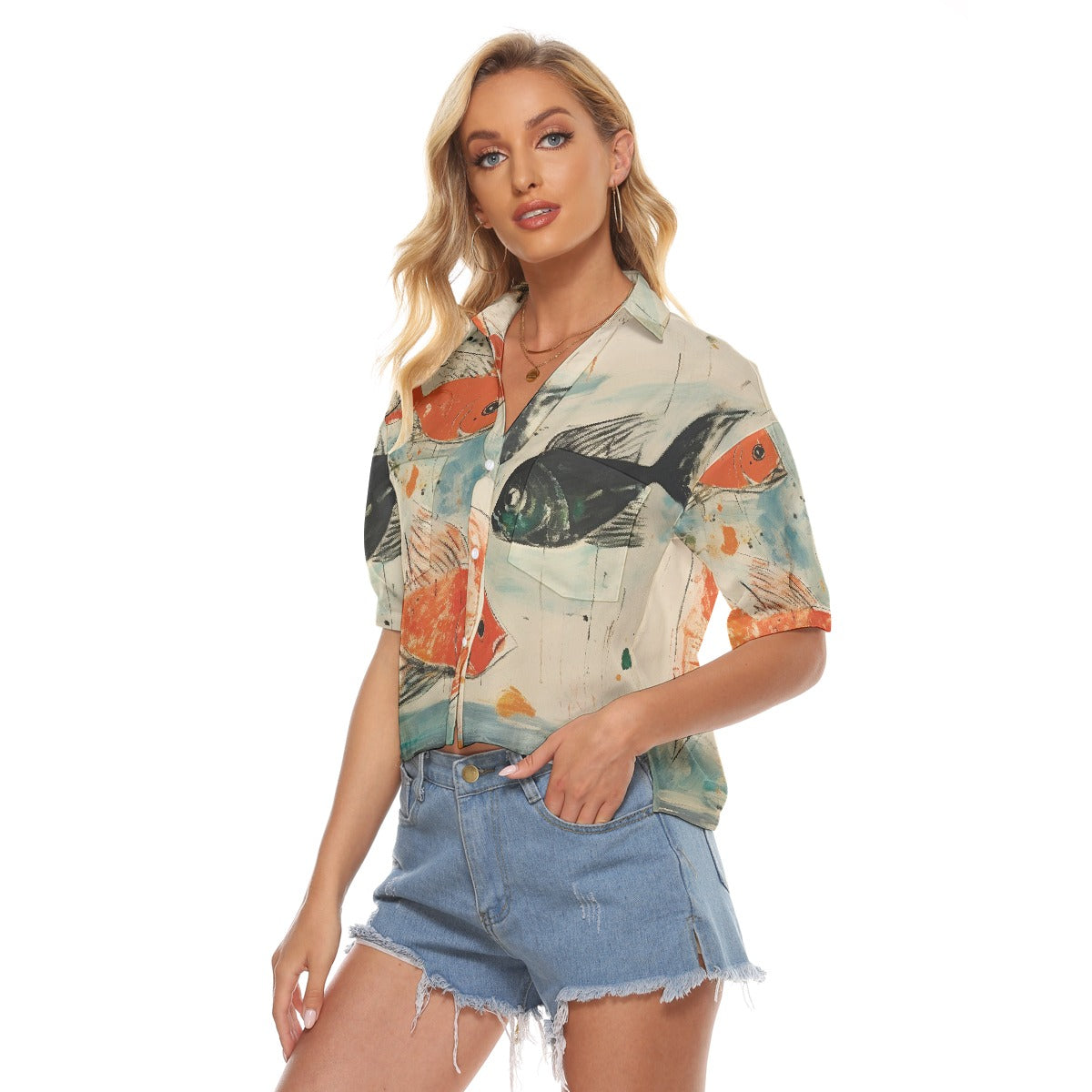 All-Over Print Women's V-neck Shirts