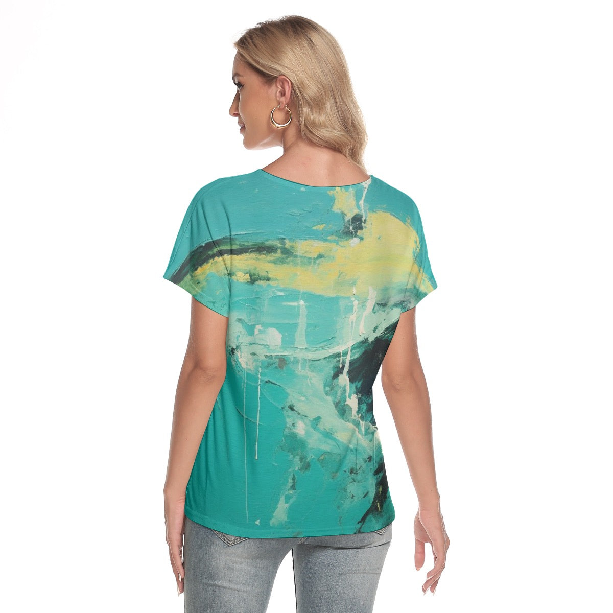 All-Over Print Women's Loose V-neck Short Sleeve T-shirt