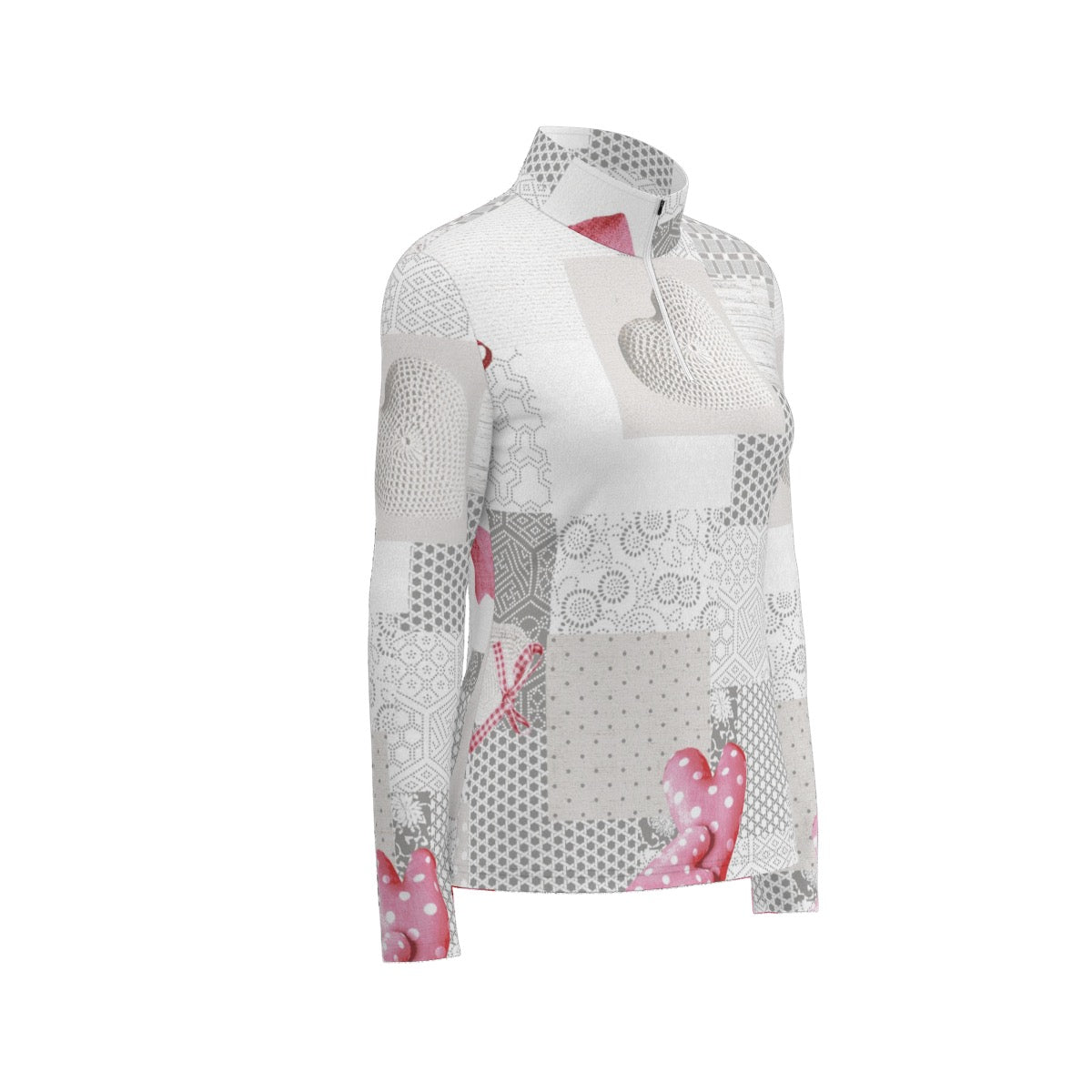 All-Over Print Women's Sports Collar Jersey With Long Sleeve